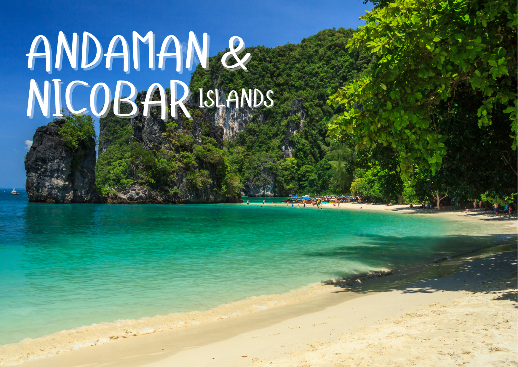 Blue and Green Simple Photo Andaman and Nicobar Islands Beach Travel Postcard 